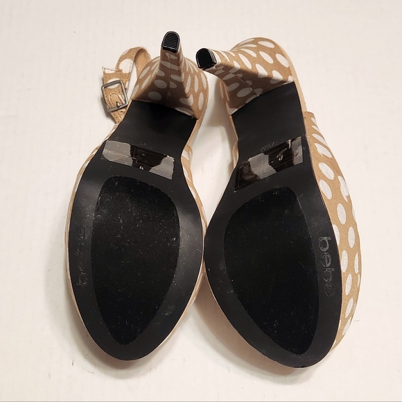 Bebe Kenley Polka Dot Platform Slingback Stiletto Heel Pump Beige/White 7.5 M - Picture 7 of 10
